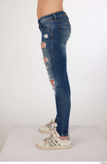 Olivia Sparkle blue jeans with holes casual dressed leg lower…